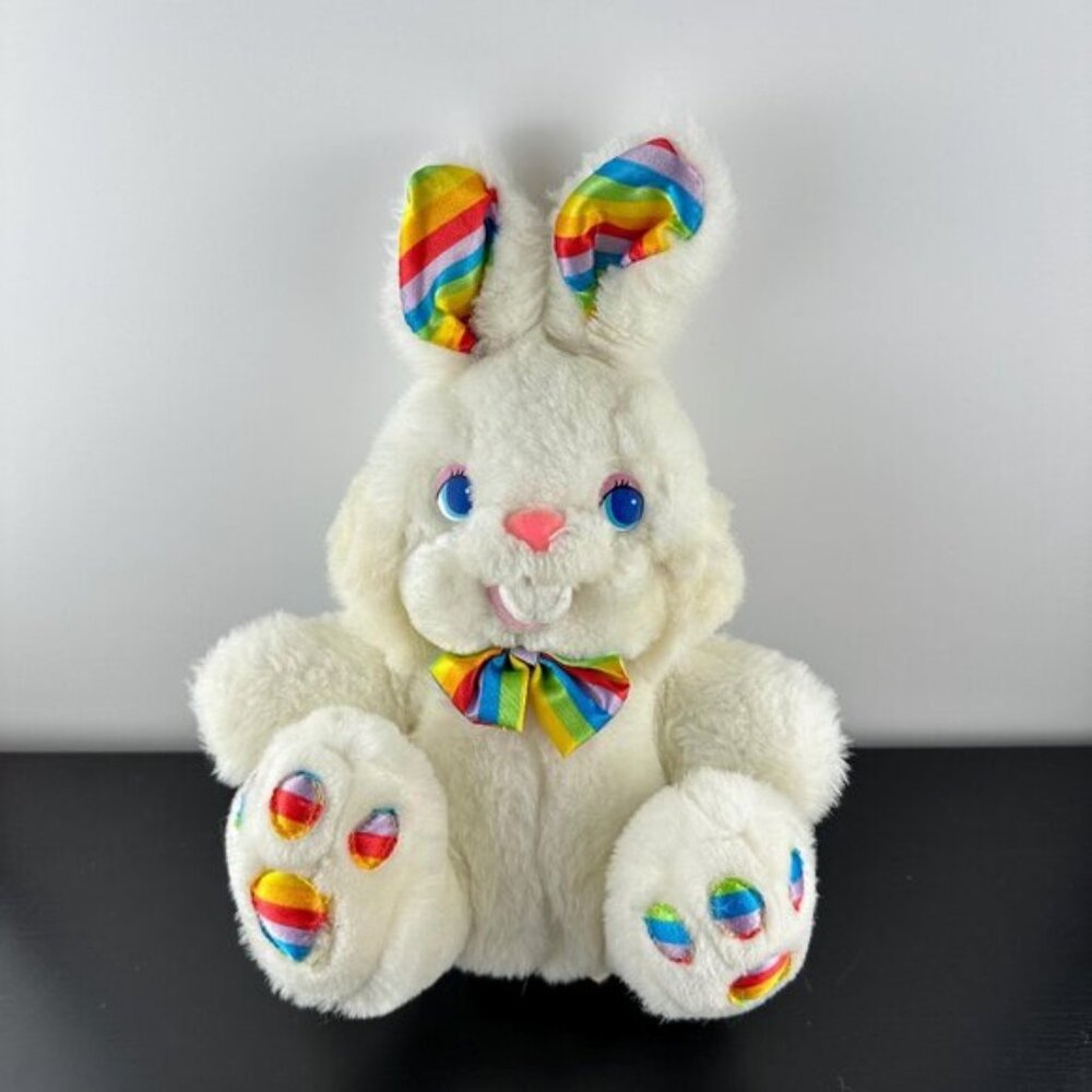 Rainbow White Bunny Great American Fun Corp Vintage Easter Rabbit (Untested) 13”